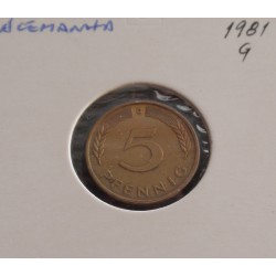 Alemanha - 5 Pfennig - 1981 G