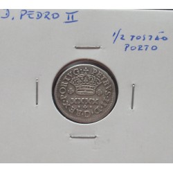 D. Pedro II - 1/2 Tostão P ( Porto)  - N/D (1683-1706 ) - A. G. 32.05 - Prata