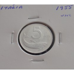 Itália - 5 Lire - 1955 - Unc