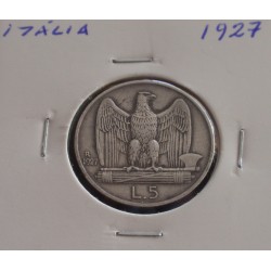 Itália - 5 Lire - 1927 - Prata