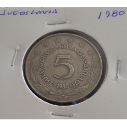 Jugoslávia - 5 Dinara - 1980