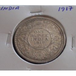 India - 1 Rupee - 1917 - Prata