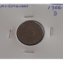 Alemanha - 5 Pfennig - 1966 D