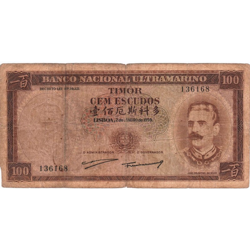 Timor - 100 Escudos - 2/1/1959 - Celestino da Silva