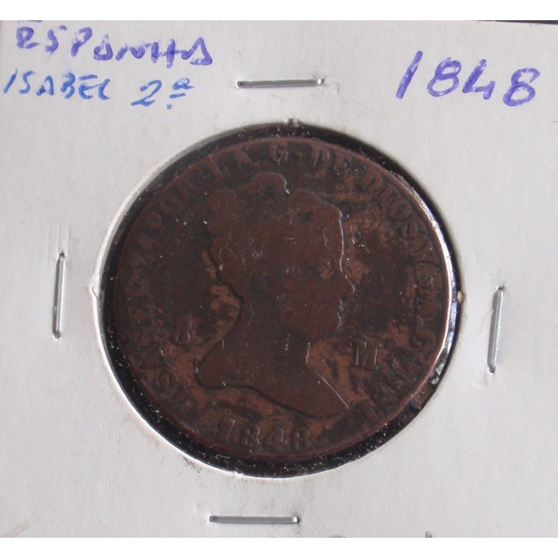 Espanha - Isabel 2ª - 8 Maravedis - 1848