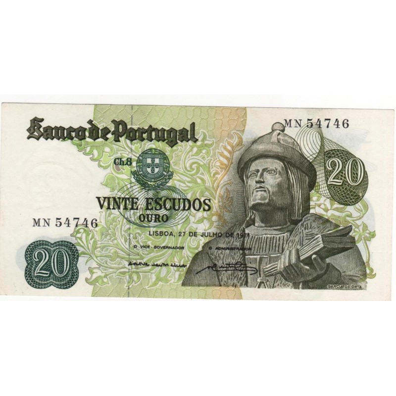 Portugal - 20 Escudos - 27/7/1971 - Garcia da Orta 