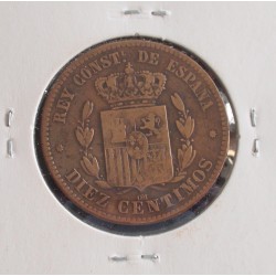 Espanha - Alfonso XII - 10 Centimos - 1877