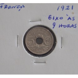 França - 5 Centimes - 1921 ( Eixo às 9 horas )