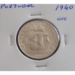 Portugal - 5 Escudos - 1940 - Prata - Unc 