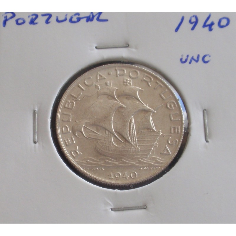 Portugal - 5 Escudos - 1940 - Prata - Unc 