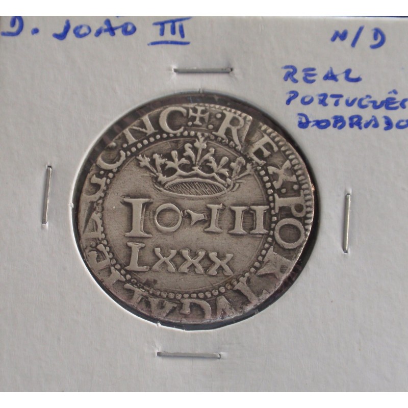 D. João III - Real Português Dobrado - N/D ( 1521-1557 )-A. G. 90.07 - Prata