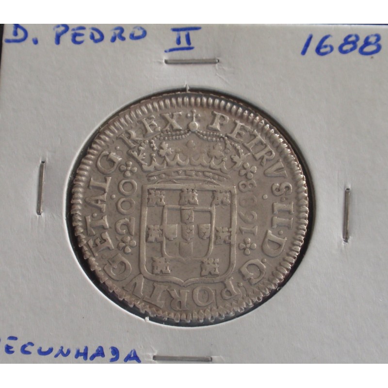 D. Pedro II - 12 Vinténs ( Recunhada ) - 1688 - Prata
