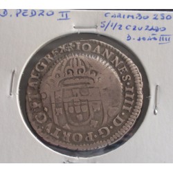D. Pedro II - Cordão e Cunho de Orla Nova - Carimbo 250 S/ 1/2 Cruzado D. João IIII - Prata