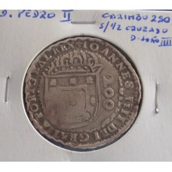 D. Pedro II - Cordão e Cunho de Orla Nova - Carimbo 250 S/ 1/2 Cruzado D. João IIII - Prata
