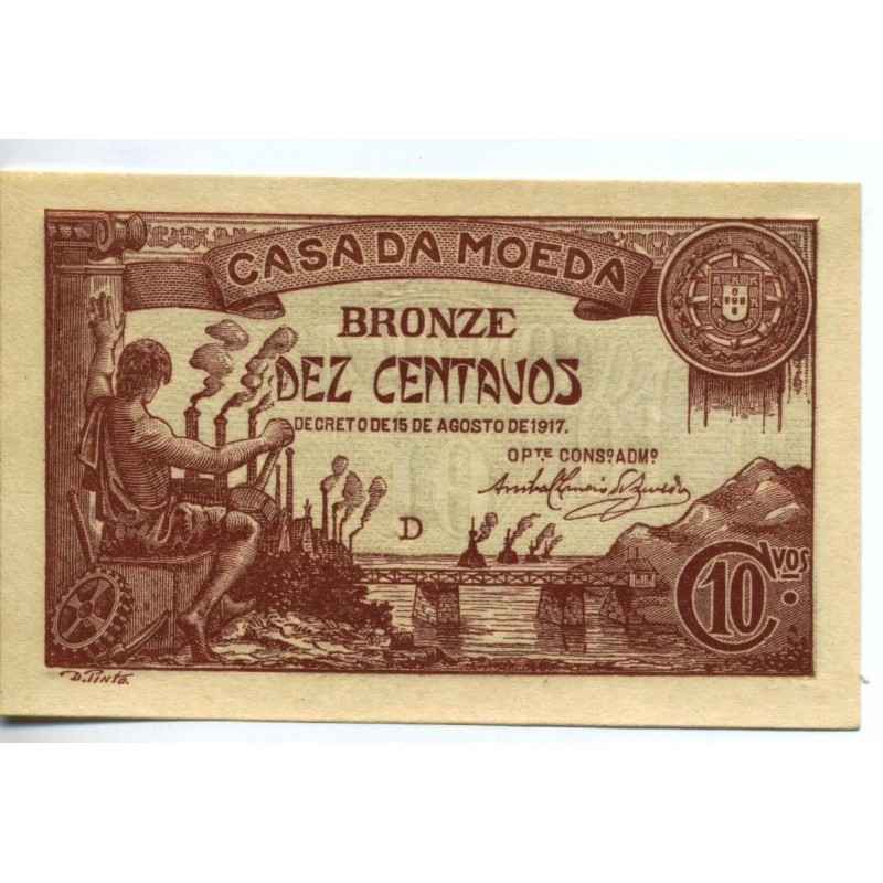 Portugal - Cédula - Casa da Moeda - 10 Centavos - 15/08/1917 
