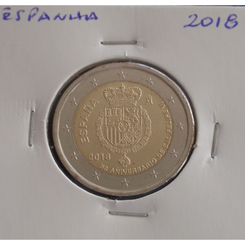 Espanha - 2 Euro - 2018 - 50º Aniv. Rei Felipe VI