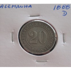 Alemanha - 20 Pfennig - 1888 D