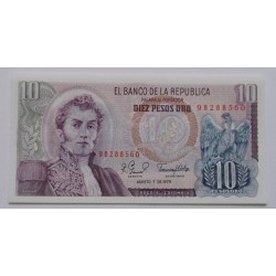 Colômbia - 10 Pesos Oro -...