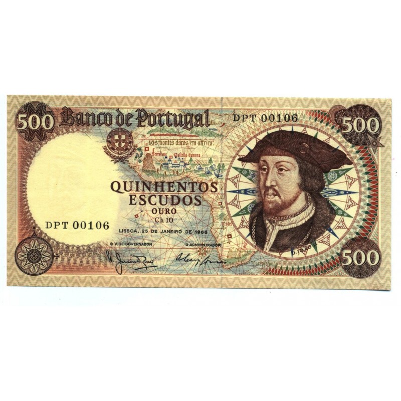 Portugal - Nota - 500 Escudos - 25/1/1966 -  Ch. 10 - D. João II