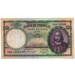 Portugal - Nota - 20 Escudos - 28/6/1949 -  Ch. 6 - D. António Luiz de Menezes