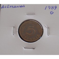 Alemanha - 5 Pfennig - 1989 G